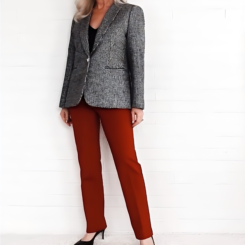 NWT J. Crew Factory Petite sparkle houndstooth one-button blazer 6P